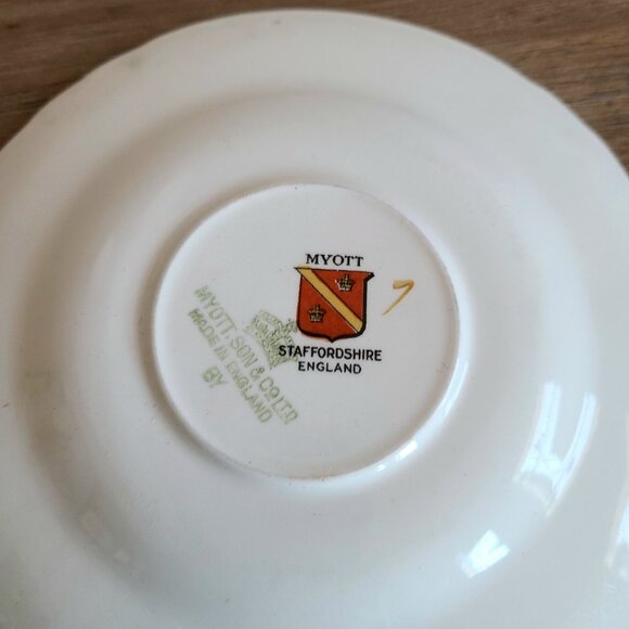 Vintage porcelain MYOTT Staffordshire England cup and saucer. - Picture 6 of 7